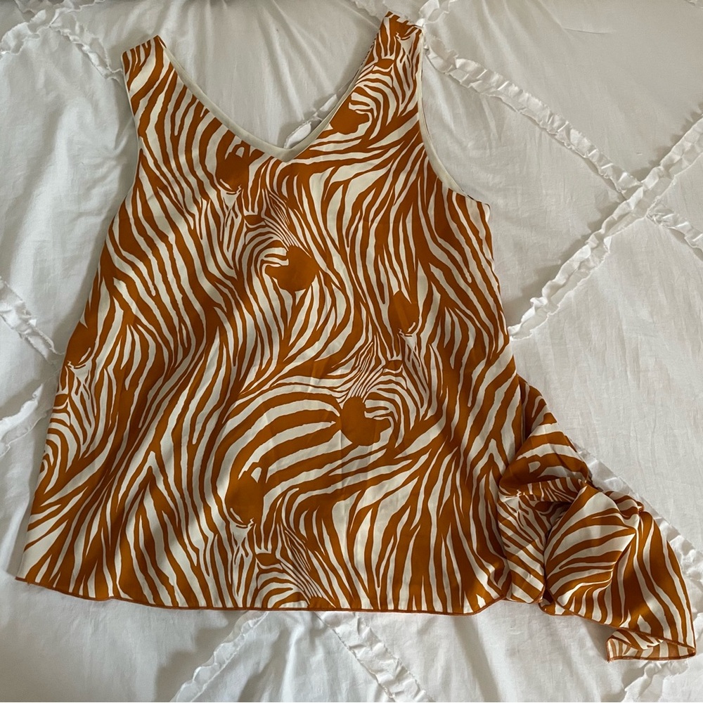 MTS Brown and White Zebra Print Tank Top
